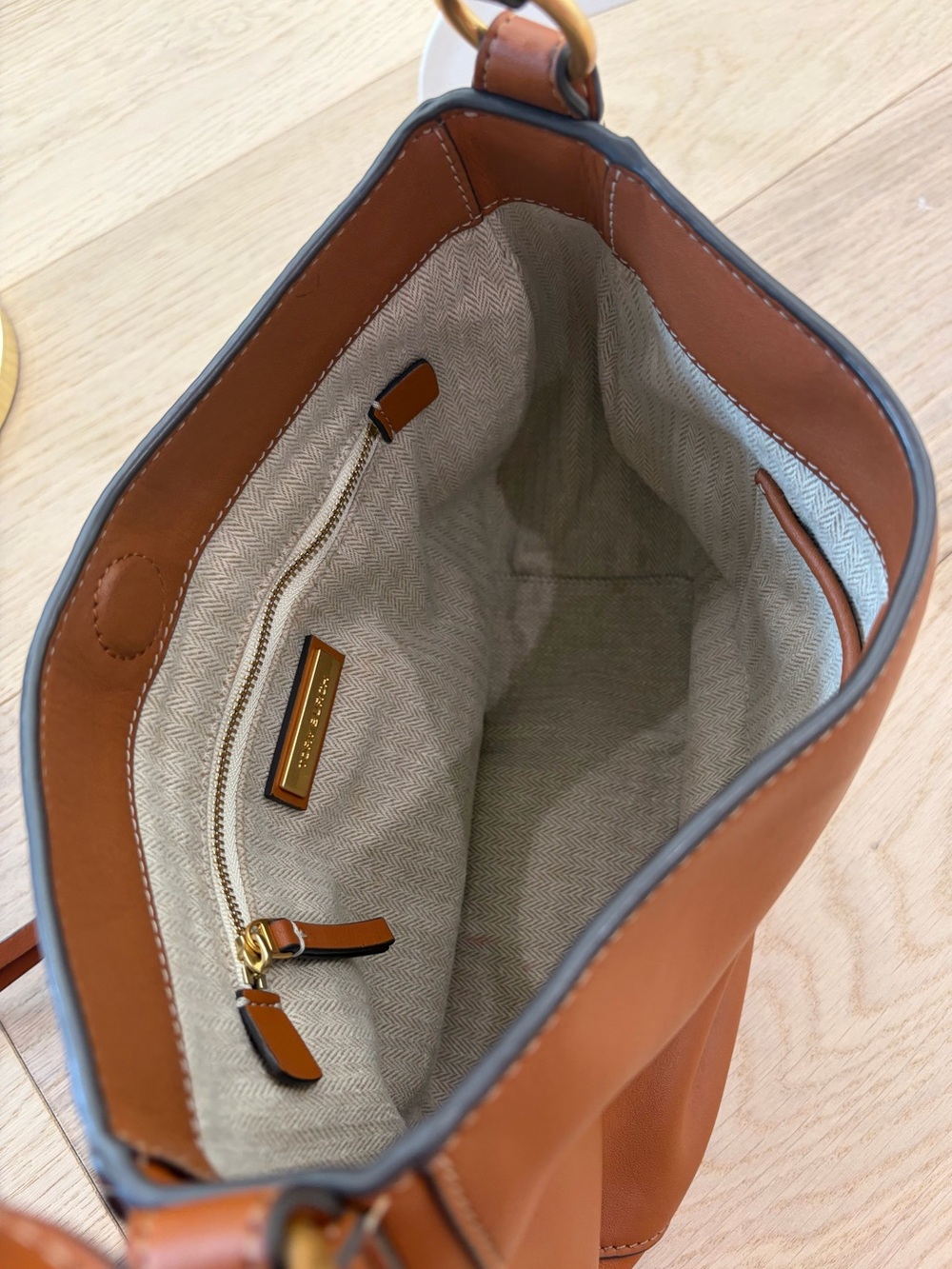 Tory Burch Cognac Leather Hobo with Logo Medallion - Picture 9 of 16